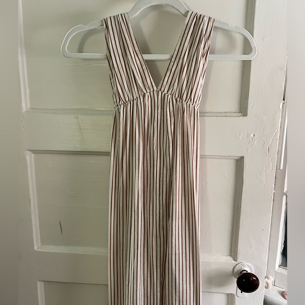 Anthropologie Bow Back Maxi Dress | Medium | Gold & Cream - Picture 5 of 9